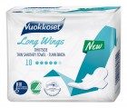 Ультратонкие гигиенические удлиненные прокладки с крылышками Long Wings, VUOKKOSET Финляндия 10 шт Ультратонкие гигиенические удлиненные прокладки с крылышками Long Wings, VUOKKOSET Финляндия 10 шт