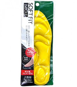 Мягкие анатомические стельки с антибактериальным эффектом для спортивной обуви Soft Fit, FUDO KAGAKU (желтые, 18-22 см)