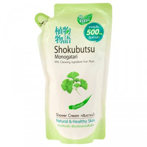 Крем-гель для душа Гинкго Shokubutsu Monogatari Shokubutsu Ginkgo Shower Cream, CJ LION  500 мл (запаска)