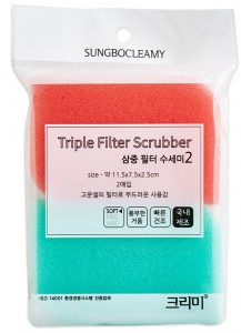 Набор мягких губок для мытья посуды № 098 Triple Filter Scrubber (11,5 см х 7,5 см х 2,3 см), SUNGBO CLEAMY   2 шт