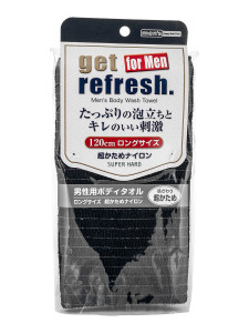 Мочалка-полотенце сверхжёсткая для мужчин Get refresh for men – Super Hard, YOKOZUNA  (черная) 28*120 см
