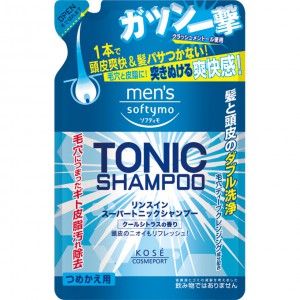 Мужской тонизирующий шампунь для волос  с цитрусовым ароматом Mens Softymo, KOSE COSMEPORT  (сменный блок) 400 мл