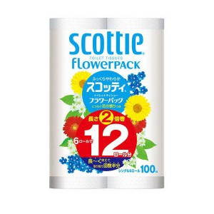 Мягкая однослойная туалетная бумага особо плотной намотки Crecia Scottie Flower Pack 2, NIPPON  12 рул х 100 м