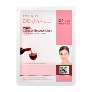 Выравнивающая маска для лица с коллагеном и красным вином Wine Collagen Essence Mask, DERMAL   23 г