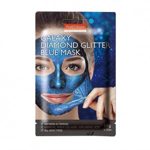 Улучшающая цвет и укрепляющая маска-пленка для лица (голубая) Purederm Galaxy Diamond Glitter Blue Mask, ADWIN   10 г