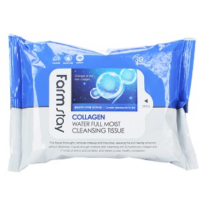 Очищающие увлажняющие салфетки с коллагеном Collagen Cleansing Tissue, FARMSTAY   30 шт