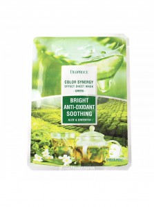 Маска тканевая на основе экстрактов алоэ и зеленого чая Color Synergy Effect Sheet Mask DEOPROCE  , 20 г