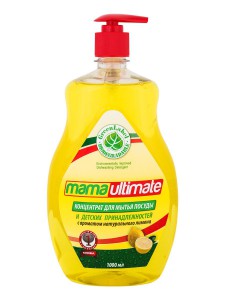 Концентрированное средство для мытья посуды и детских принадлежностей Лимон, MAMA ULTIMATE  1000 мл