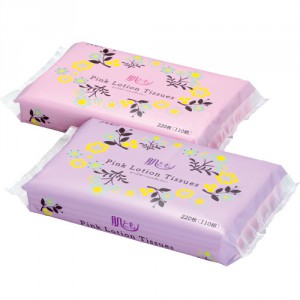 Бумажные розовые двухслойные салфетки с коэнзимом Q10 Ellemoi Pink, Kami Shodji 110шт. (1 пачка)