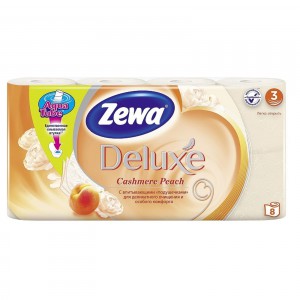 Туалетная бумага трёхслойная Персик Deluxe, ZEWA 8 рулонов