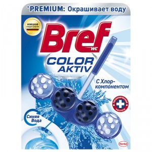 Чистящая подвеска для унитаза с Хлор-компонентом Color Aktiv Bref, HENKEL 50 г