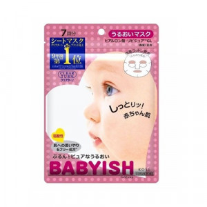 Увлажняющая хлопковая маска для лица с гиалуроновой кислотой Clear Turn Babyish, Kose Cosmeport 7 шт