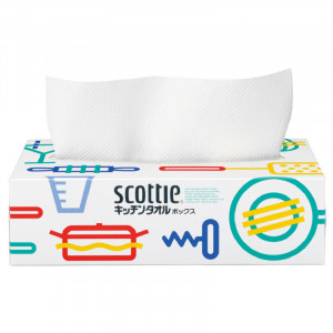 Тесненные бумажные кухонные полотенца в коробке, двухслойные повышенной плотности Scottie, Crecia  75 шт