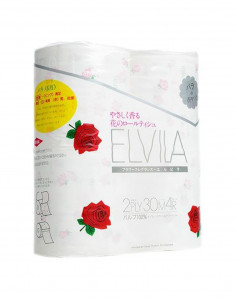 Бумага туалетная двухслойная парфюмированная роза Elvila, Shikoku Tokushi (4 рулона по 30 м)