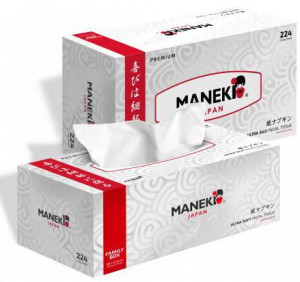 Салфетки бумажные двухслойные с ароматом жасмина белые Black&White, Maneki 224 шт