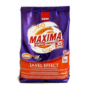 Концентрированный универсальный стиральный порошок с эффективным пятновыводителем Maxima Javel Effect (на 35 стирок), SANO 1,25 кг  