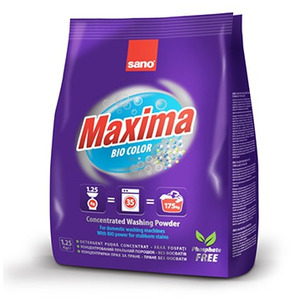 Концентрированный стиральный порошок без фосфатов для стирки цветного белья Maxima Bio Color (на 35 стирок), SANO 1250 г  