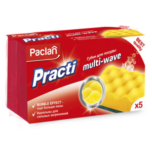 Губки для мытья посуды Practi Multi-Wave, Paclan 5 шт