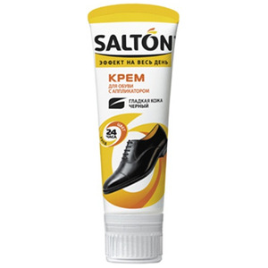 Крем в тубе с поролоновым аппликатором для обуви из гладкой кожи, Salton 75 мл (черный)