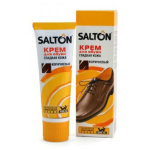 Крем в тубе с поролоновым аппликатором для обуви из гладкой кожи, Salton 75 мл (коричневый)
