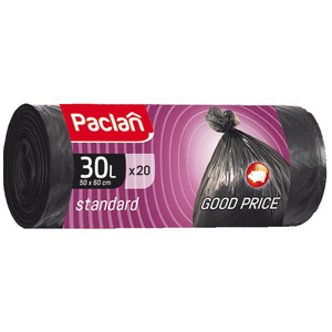 Мешки для мусора Standard черные 50*60 см 30 л, Paclan 20 шт