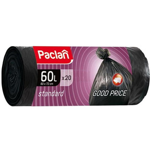 Мешки для мусора Standard черные 60*72 см 60 л, Paclan 20 шт