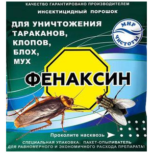 Фенаксин инсектицидный порошок для уничтожения тараканов, клопов, блох, мух, Мир Чистоты 125 г