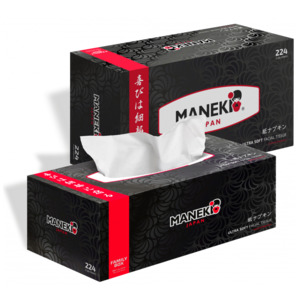 Салфетки бумажные двухслойные с ароматом жасмина Black & White, Maneki 224 шт (черные)