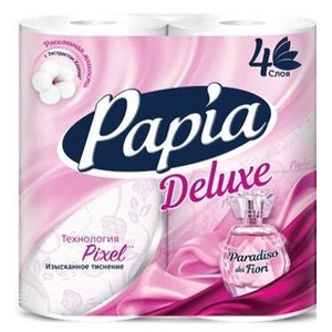 Туалетная бумага четырёхслойная Delux Paradiso Dei Fiori, Papia 4 рулона