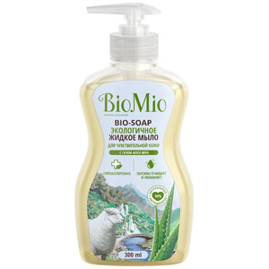 Экологичное жидкое мыло для чувствительной кожи, с гелем Алоэ Вера Bio-Soap, BioMio 300 мл