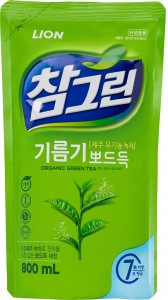 Средство для мытья посуды Chamgreen (аромат зеленого чая), CJ LION 800 мл (мягкая упаковка)