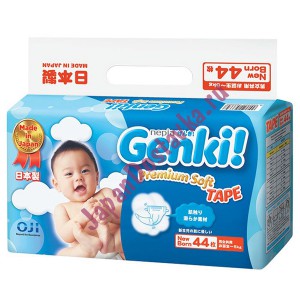Японские детские подгузники для мальчиков и девочек Nepia Genki! (размер NB, 0-5 кг), GENKI 44 шт.