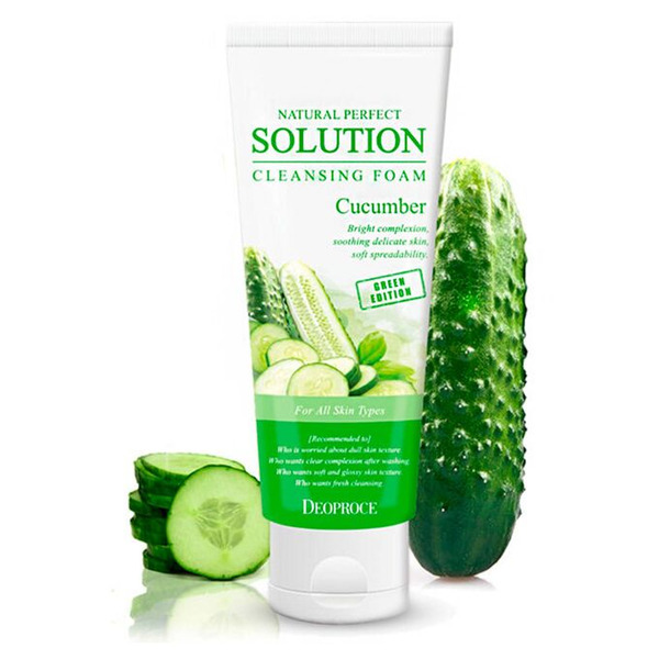 Пенка для умывания с экстрактом огурца Natural Perfect Solution Green Edition Cucumber, DEOPROCE 170 мл