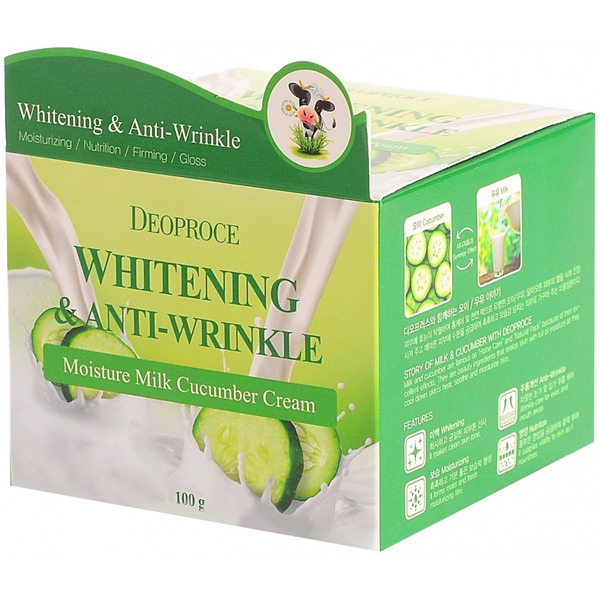 Крем для лица увлажняющий с экстрактом огурца Moisture Milk Cucumber Cream, DEOPROCE 100 мл