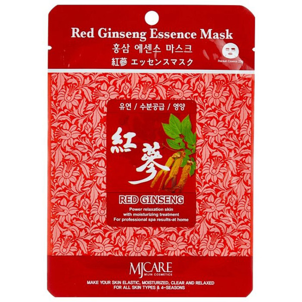 Маска тканевая с экстрактом красного женьшеня Red Ginseng Essence Mask, MIJIN 23 мл