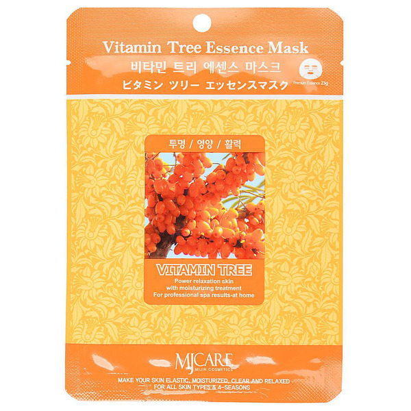Маска тканевая с экстрактом облепихи Vitamin Tree Essence Mask, MIJIN 23 мл