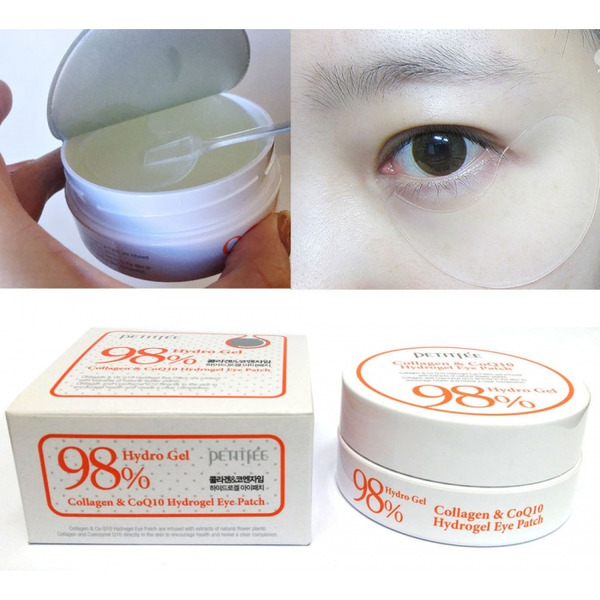 Маска-патч для кожи вокруг глаз гидрогелевая с коллагеном и коэнзимом Q10 98% Hydro Gel Eye Patch, PETITFEE 60 шт 