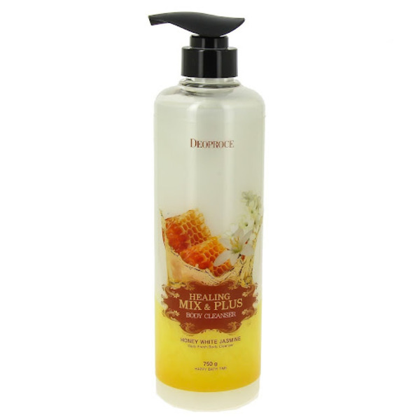 Гель для душа с экстрактами меда и жасмина Healing Mix & Plus Body Cleanser Honey White Jasmine, Deoproce  750 мл