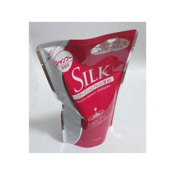 Увлажняющий шампунь для волос с шелком и природным коллагеном Silk, KRACIE 350 мл (сменная упаковка)