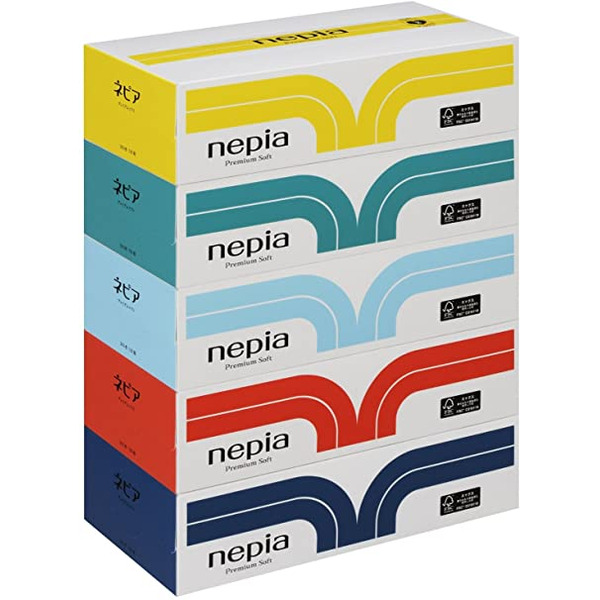 Салфетки бумажные Premium Soft, NEPIA 180 шт.  х  5 пачек