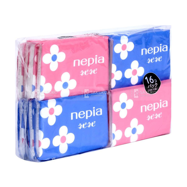 Бумажные двухслойные карманные платочки, Nepi Nepi, 16 упаковок по 10 шт, NEPIA