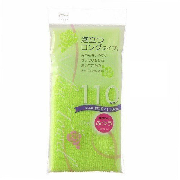 Японская массажная мочалка жесткая удлиненная, AISEN 28х110 см (салатовая)