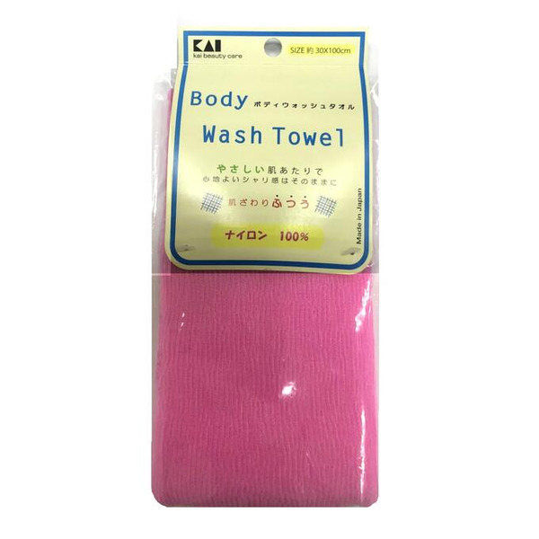 Мочалка для тела средней жесткости (розовая). Body Wash Towel, KAI