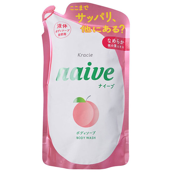 Мыло жидкое для тела с экстрактом листьев персикового дерева Naive, KRACIE 380 мл (запаска)