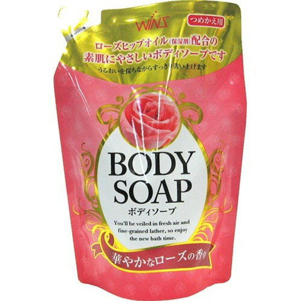 Крем-мыло для тела Wins Body Soap Rose с розовым маслом и богатым ароматом, NIHON 400 мл (мягкая упаковка)