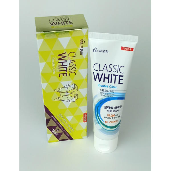 Отбеливающая зубная паста двойного действия Classic White, MUKUNGHWA 110 г