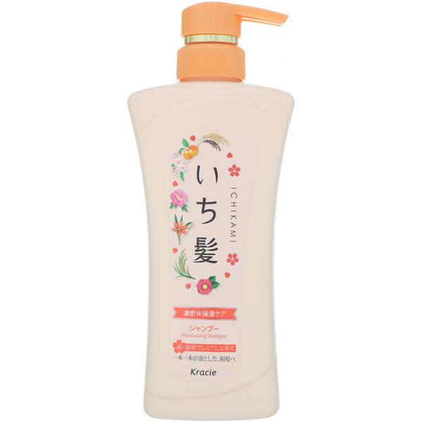Шампунь интенсивно увлажняющий для поврежденных волос с маслом абрикоса Ichikami, KRACIE  480 мл