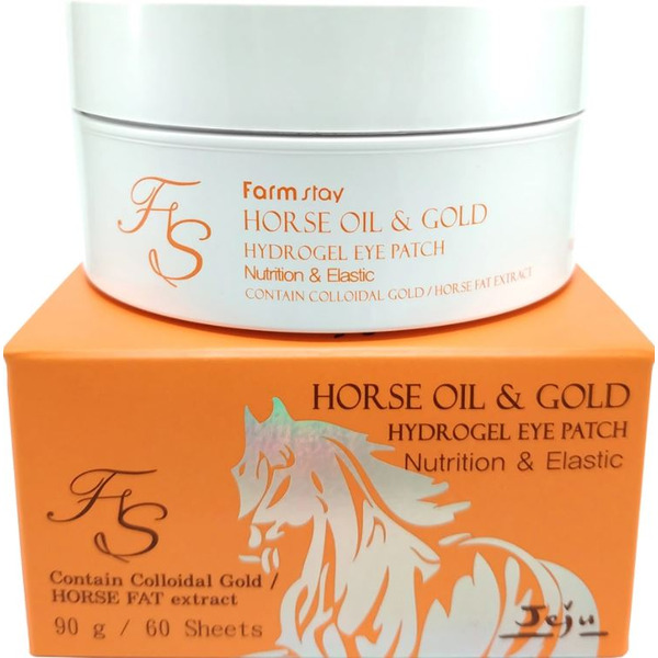 Гидрогелевые патчи с экстрактом золота и конским жиром Horse Oil & Gold Hydrogel Eye Patch, Farmstay 60 шт 