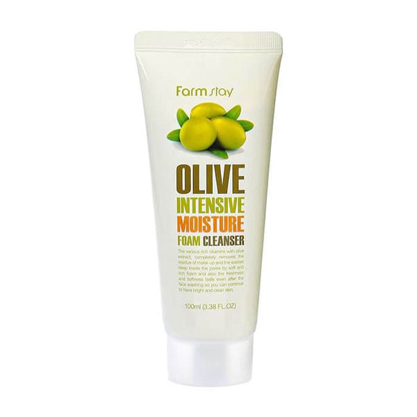 Очищающая увлажняющая пенка с экстрактом оливы Olive Intensive Moisture Foam Cleanser, FARMSTAY   100 мл