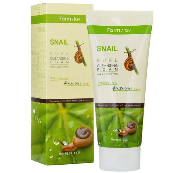 Очищающая пенка с экстрактом муцина улитки Snail Pure Cleansing Foam, FARMSTAY  180 мл